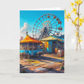 Carte Carnaval abandonné Grande Roue vide et Carnival (Fleur jaune)