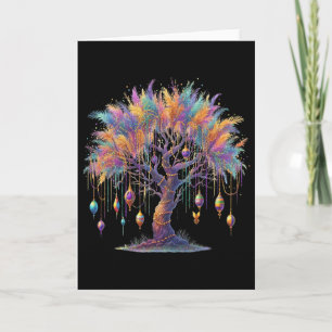 Carte Carnaval Mardi Gras Collier-arbre Aquarelle Festiv