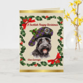 Carte Carnegie Scottie Chien Noël Personnalisé (Fleur jaune)