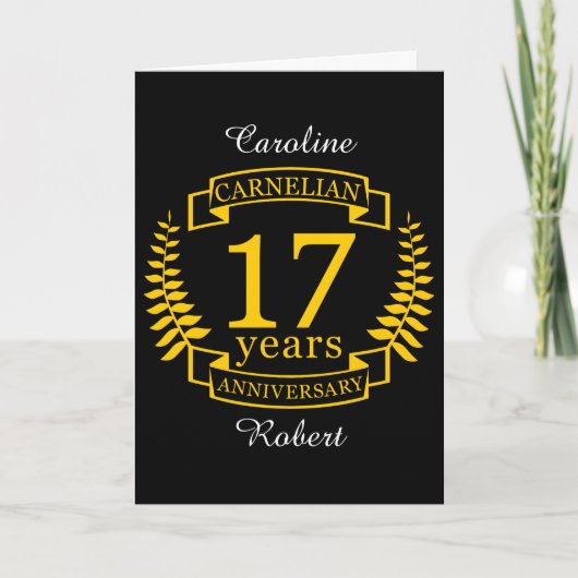 Carte Carnelian Gemstone mariage anniversaire 17 ans (Devant)