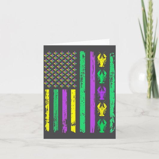 Carte Carnival Mardi Gras Usa American Flag Crawfish Par (Devant)