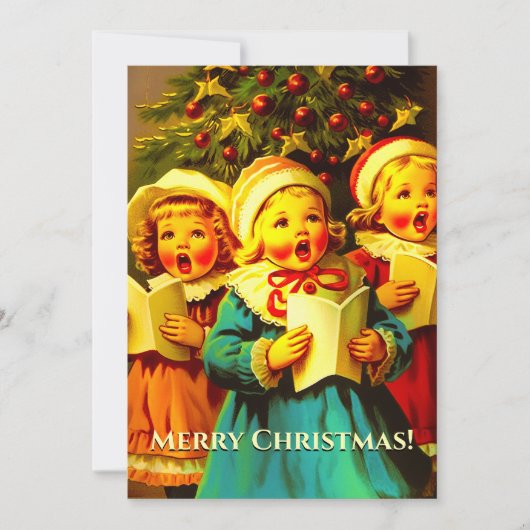 Carte Carolers vintages chantant des Hymnes Noël (Devant)