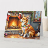 Carte Carolina Dog Fireplace with Christmas Lights (Devant)