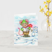 Carte Caroling Christmas Mouse mignonne Animal Grete Car (Fleur jaune)
