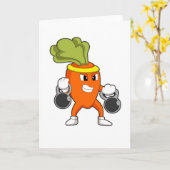Carte Carotte à Fitness avec haltères (Fleur jaune)