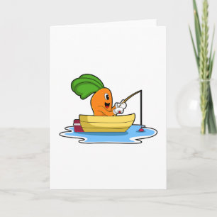 Carte Carotte dans un bateau à la pêche avec une canne à