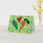 Carte Carottes d'amour de pois, conception verte et (Fleur jaune)