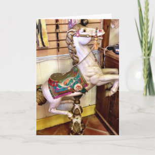 Carte Carousel Horse Grey Card
