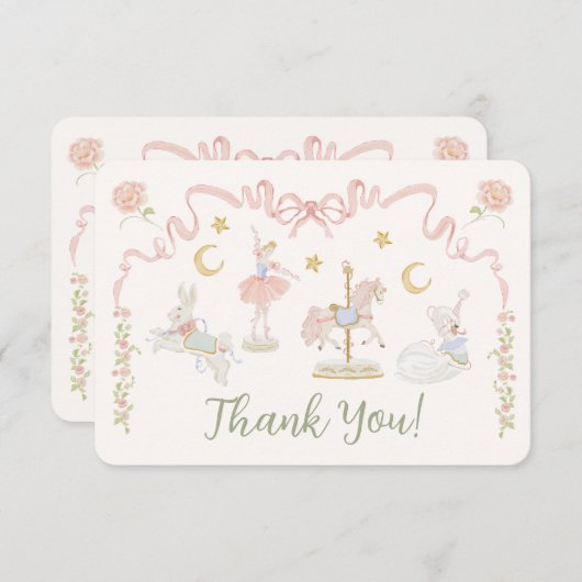 Carte Carousel Merry-go-round Merci Note (Devant / Derrière)