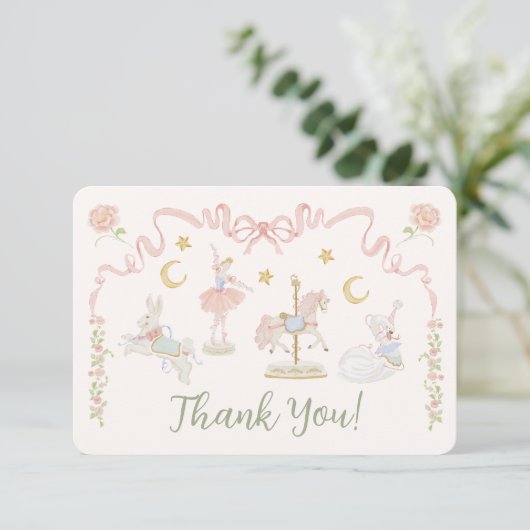 Carte Carousel Merry-go-round Merci Note (Debout devant)