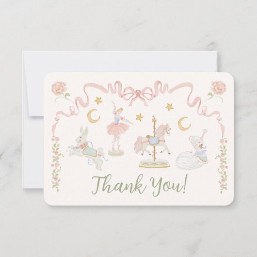 Carte Carousel Merry-go-round Merci Note (Devant)