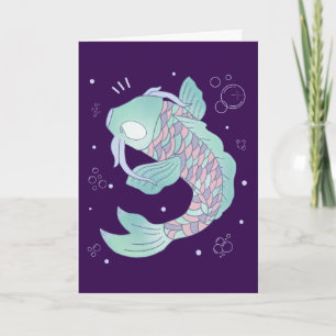 Carte Carpe Koi Pastel Art Populaire Fantaisiste Sous-