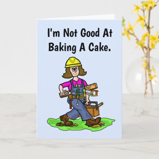 Carte Carpenter femme, Carnet d'anniversaire du construc (Fleur jaune)