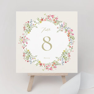 Carte carré 5 x 5 arche fleurie Mariage Numéro de tablea