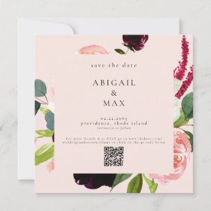 Carte Carré Blush Colorful Floral Wedding Enregistrer la