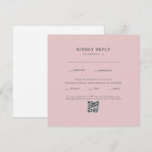 Carte Carré Blush Mariage QR Code RSVP (Devant / Derrière)