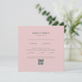 Carte Carré Blush Mariage QR Code RSVP (Debout devant)