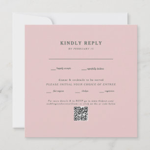 Carte Carré Blush Mariage QR Code RSVP