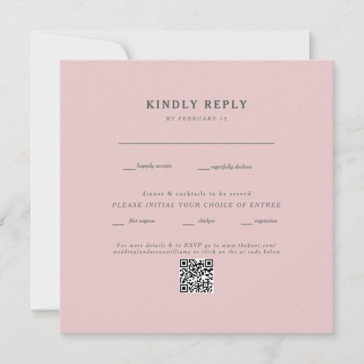 Carte Carré Blush Mariage QR Code RSVP (Devant)