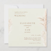 Carte Carré Boho Pampas Cream avec Mariage (Devant)