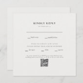 Carte Carré Crème Mariage QR Code II RSVP (Devant / Derrière)