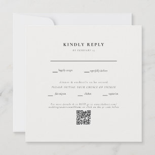 Carte Carré Crème Mariage QR Code II RSVP