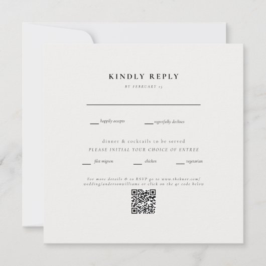 Carte Carré Crème Mariage QR Code II RSVP (Devant)