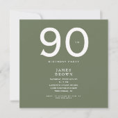 Carte Carré Dark Sage 90e fête d'anniversaire (Devant)