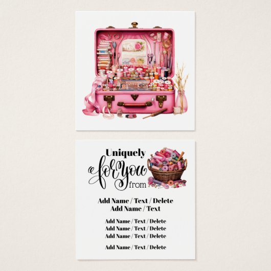 Carte carré de couture pour entreprise ou boîtier (Devant & derrière)