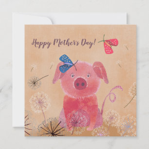 Carte Carré de la fête des mères Dreamy Pig Flat