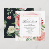 Carte carré Fête des mariées fleurie de minuit (Devant / Derrière)