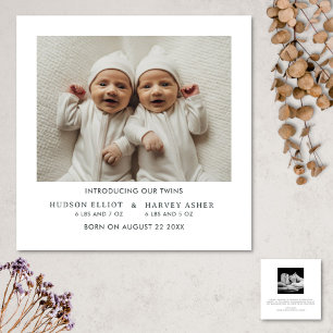Carte Carré minimaliste faire-part de naissance Tw