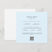 Carte Carré moderne bleu glace Mariage QR Code RSVP (Devant / Derrière)