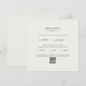 Carte Carré moderne Crème Mariage QR Code RSVP (Devant / Derrière)