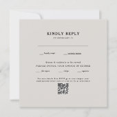 Carte Carré moderne Mariage beige QR Code RSVP (Devant)