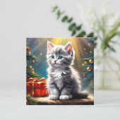Carte Carré Noël Kitten (Debout devant)