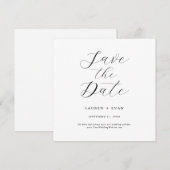 Carte Carré noir et blanc classique Enregistrer la date (Devant / Derrière)