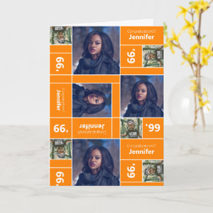 Carte Carré Photo Graduation Classe Année Orange