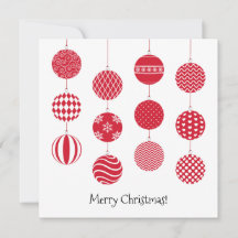Carte Carré Red Christmas Balls