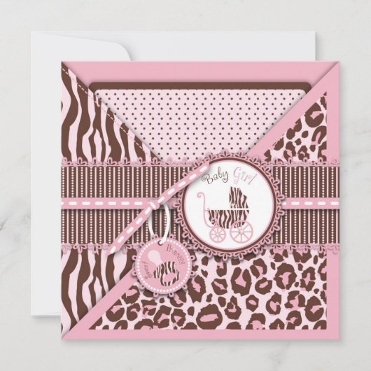 Carte Carré rose de fille guépard C (Devant)