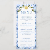 Carte Carreaux bleus carreaux citron porcelaine mariage (Devant)
