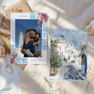 Carte Carreaux d'aquarelle   Photo de mariage en Grèce