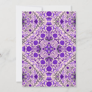 Carte Carreaux floraux en violet et coton bonbon rose