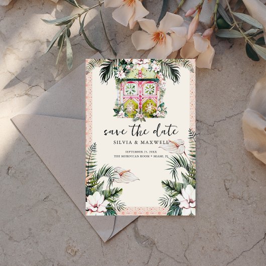Carte Carreaux floraux | Mariage tropical marocain