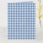 Carte Carreaux Gingham Bleu et Blanc Classiques (Fleur jaune)
