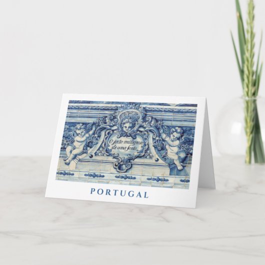 Carte Carreaux religieux portugais bleu avec anges (Devant)
