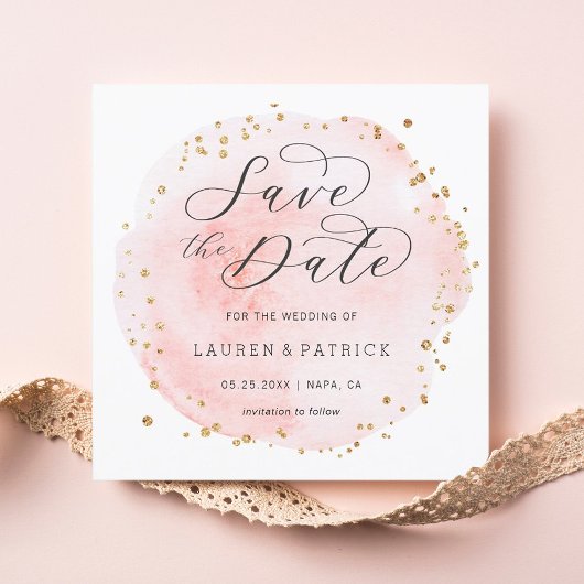 Carte Carrée de Faire-Part de Mariage à Cercle Aqu