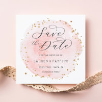 Carte Carrée de Save the Date en Aquarelle Rose