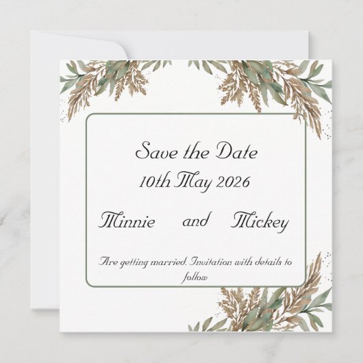 Carte carrée - feuillage vert et marron (Devant)