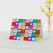 Carte Carrés cardiaques multicolores (Fleur jaune)